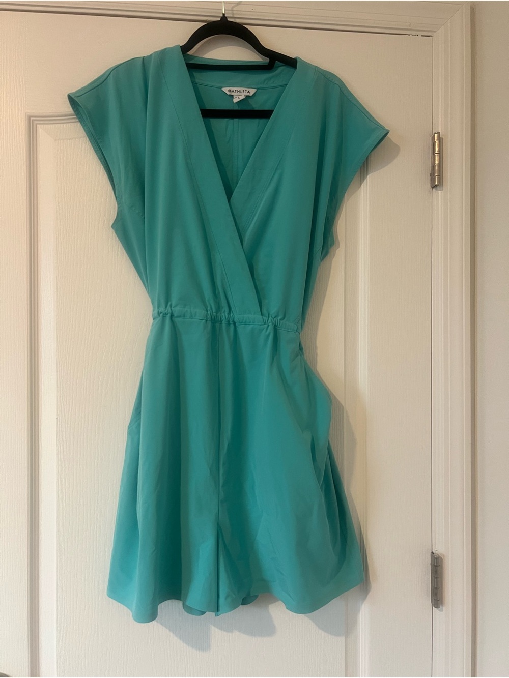 Athleta Teal Wrap-Style Mini Romper